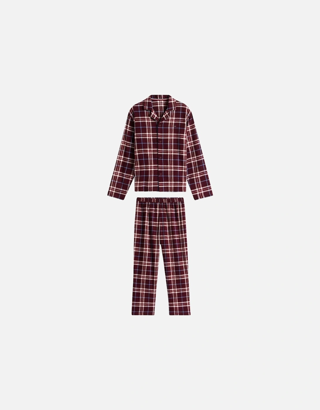 Kids Tartan Flannel Pyjama Gift Set, Burgundy, 7 of 6