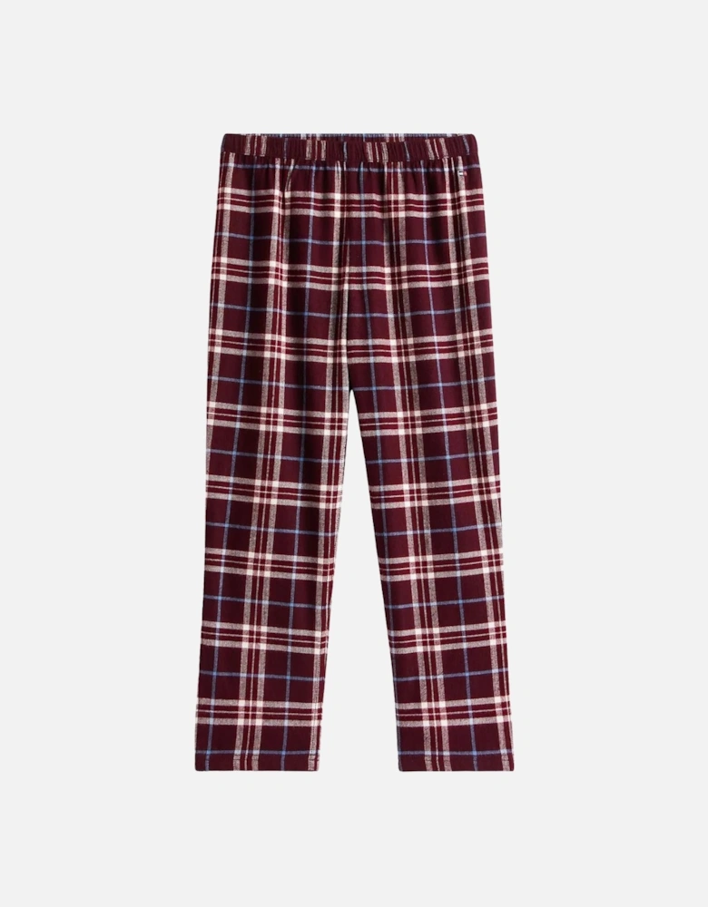 Kids Tartan Flannel Pyjama Gift Set, Burgundy