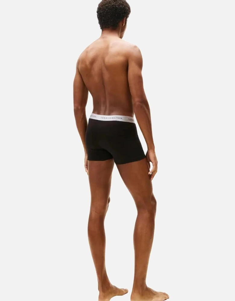 3-Pack Metallic Waistband Boxer Trunks Gift Set, Black w/ green/rouge/silver