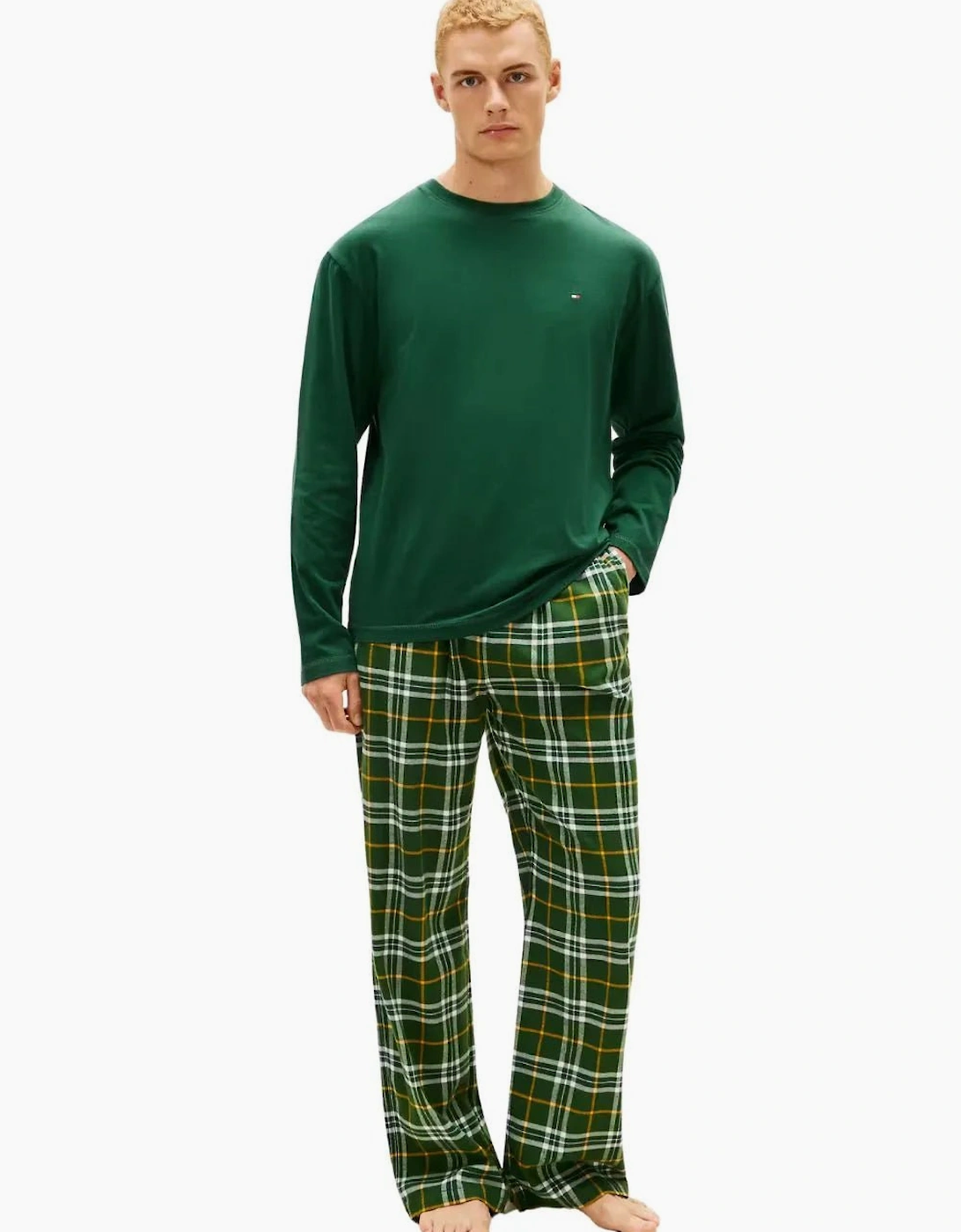 Tommy Hilfiger Men's Tartan Flannel Pyjama Set, Orion Green - Size: XL