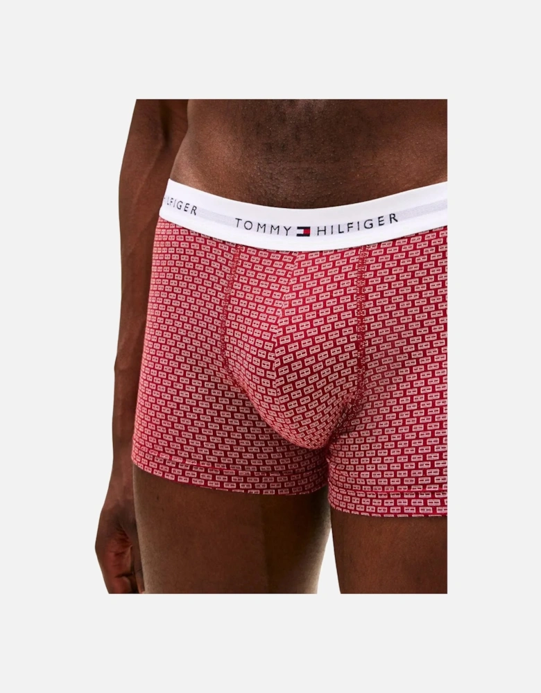 3-Pack Signature Cotton Flag DNA Print Boxer Trunks, Red/Green/Blue