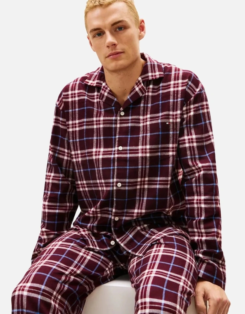 Tartan Flannel Pyjamas Gift Set, Burgundy