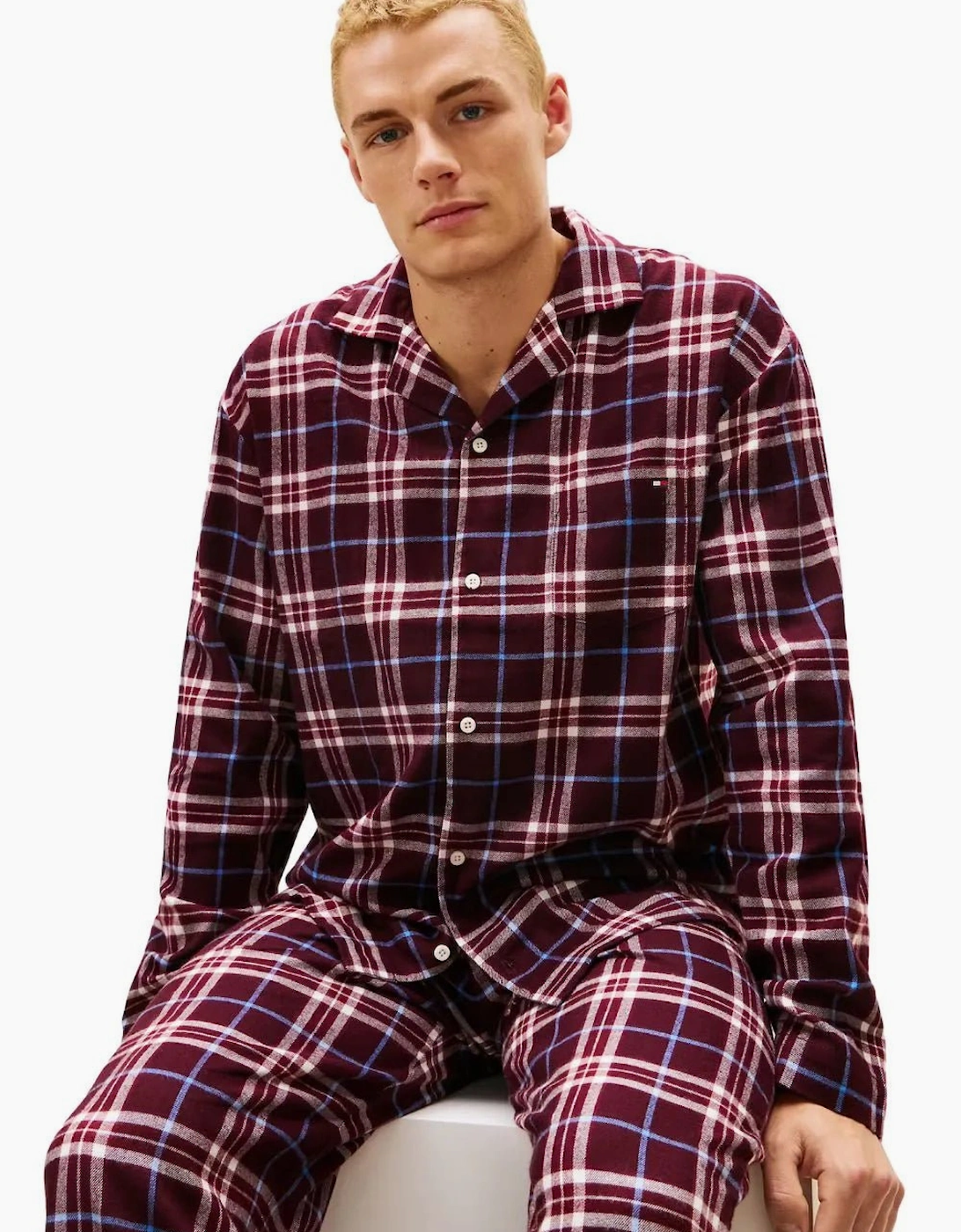 Tommy Hilfiger Men's Tartan Flannel Pyjamas Gift Set, Burgundy - Size: XXL