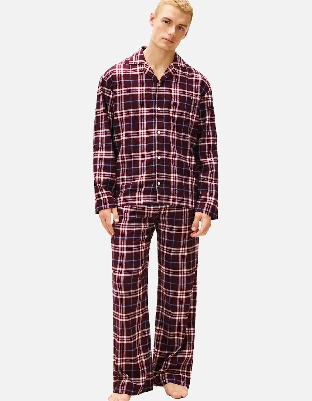 Tartan Flannel Pyjamas Gift Set, Burgundy