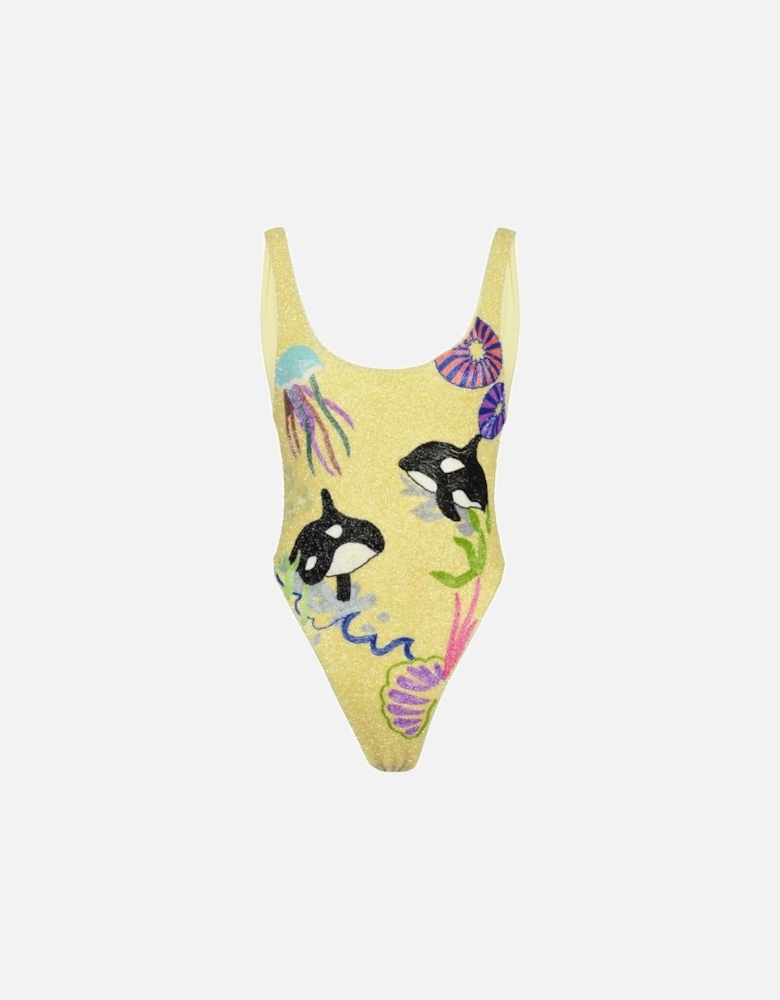 Orca Hand Beaded Yellow Swimsuit