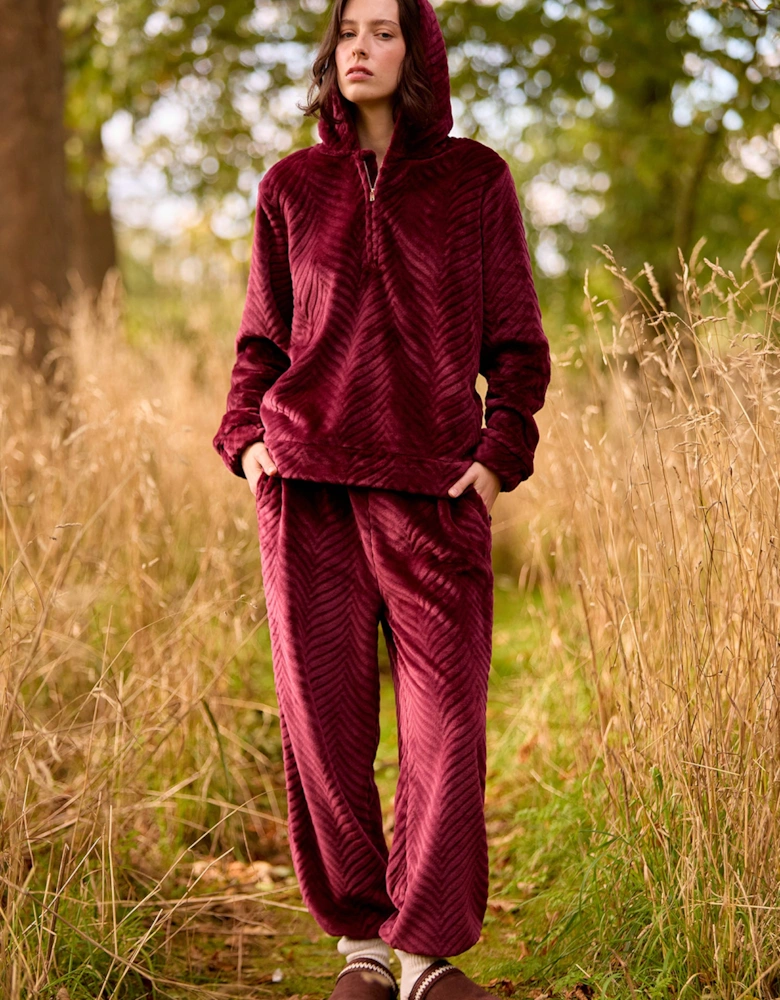 Cosy Chevron Lounge Suit in Maroon