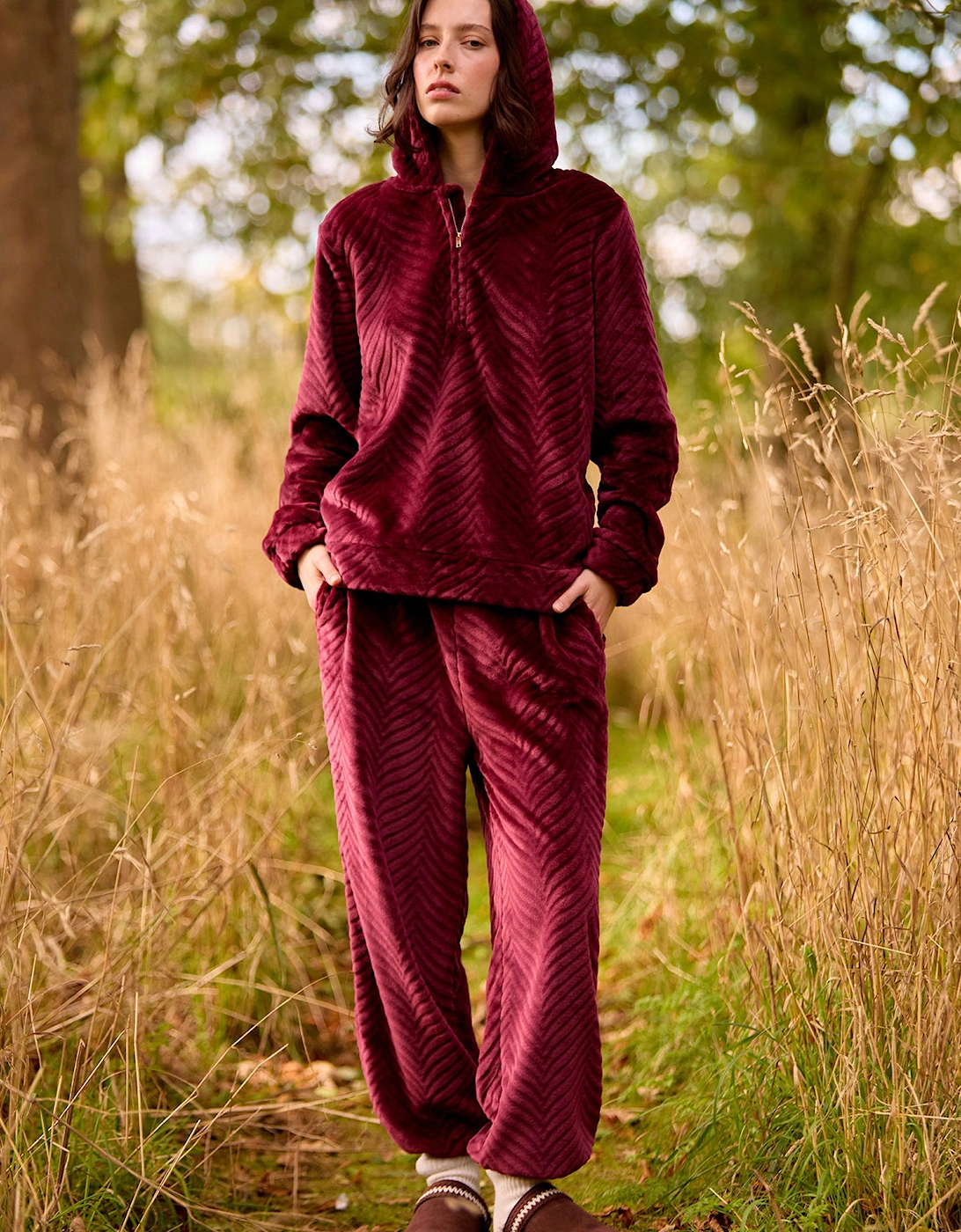 Cosy Chevron Lounge Suit in Maroon