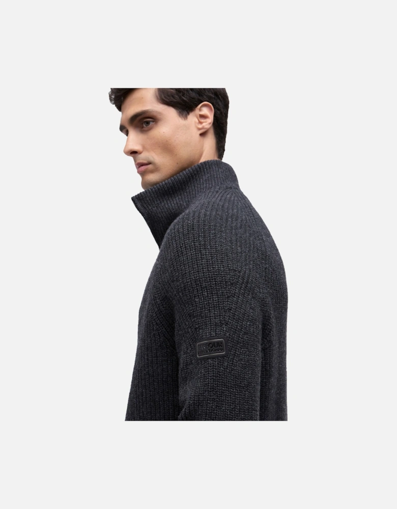 CHESTER FUNNEL KNITTED JUMPER CHARCOAL