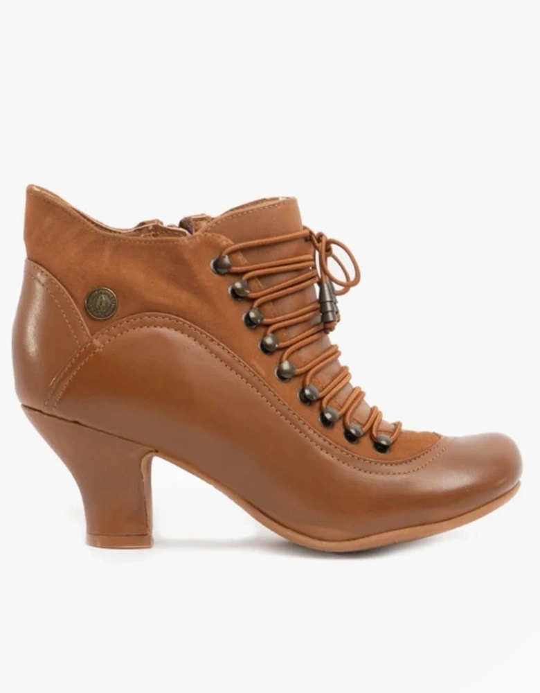 VIVIANNA Womens Leather Zip Boots Tan