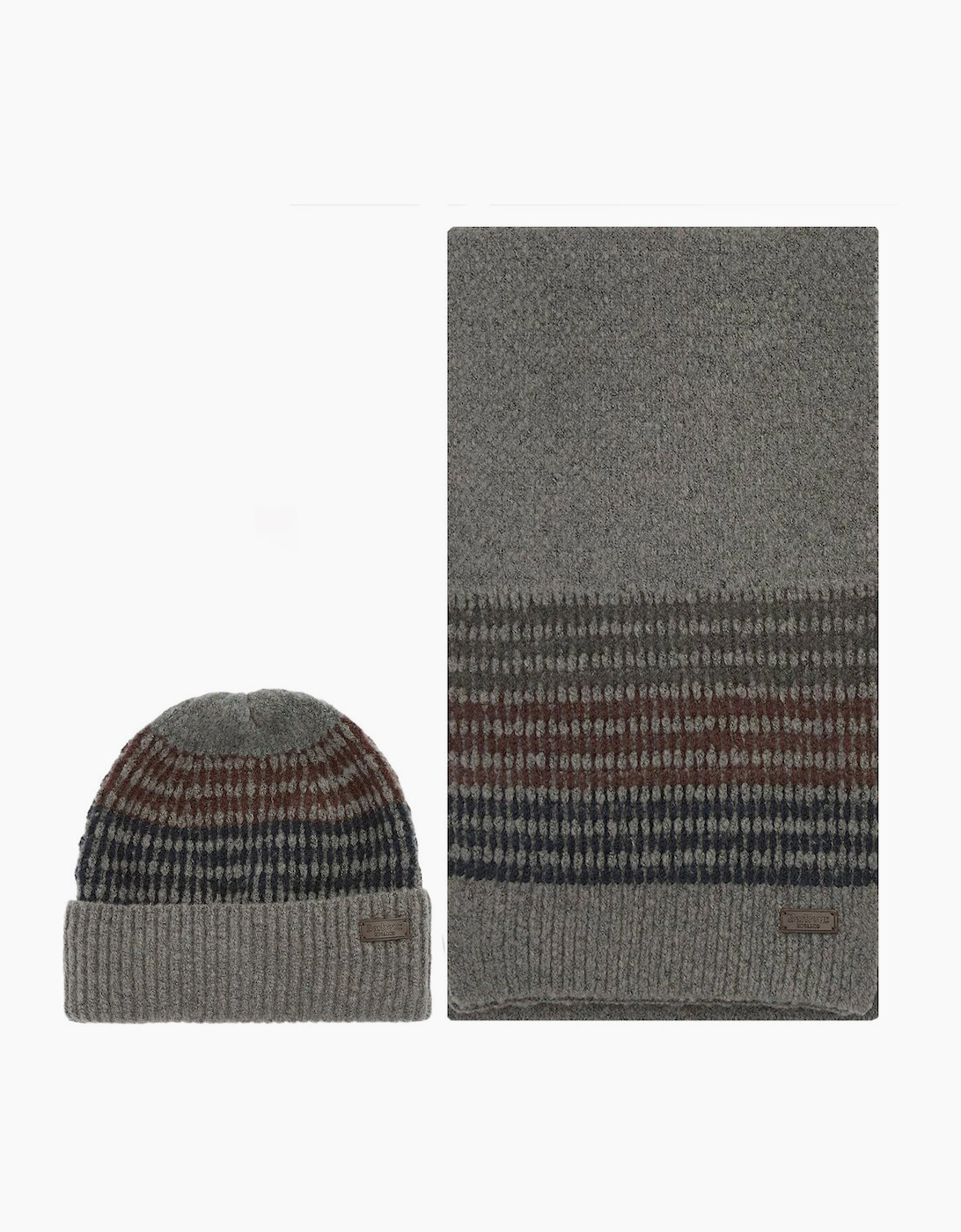 Barbour Unisex Grey/Grey Branton Beanie & Scarf Set - Size: One Size