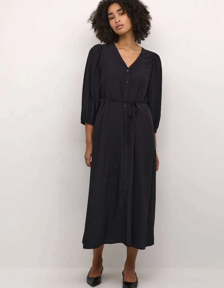 KAdorit Button V-neck Maxi Dress