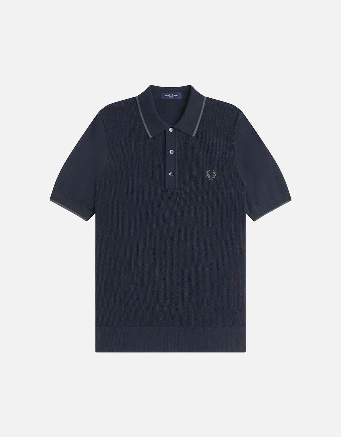 Pique Stitch Knitted Polo Shirt Navy, 5 of 4