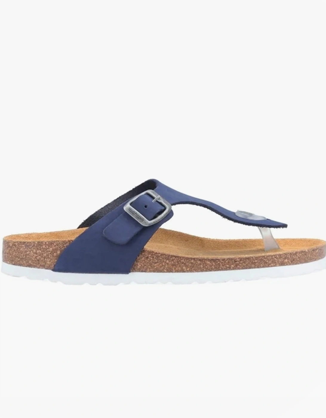 KAYLA Womens Leather Toe Post Sandals Navy, 5 of 4