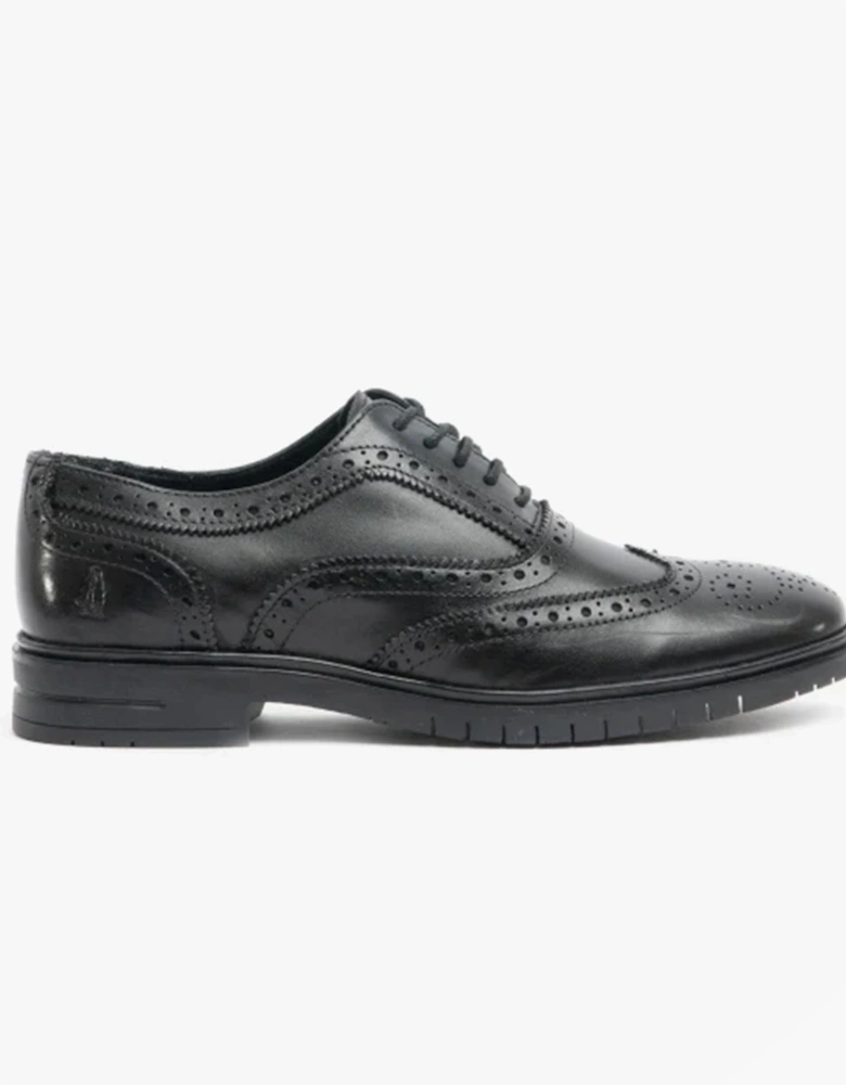 SANTIAGO Mens Leather Oxford Brogue Shoes Black