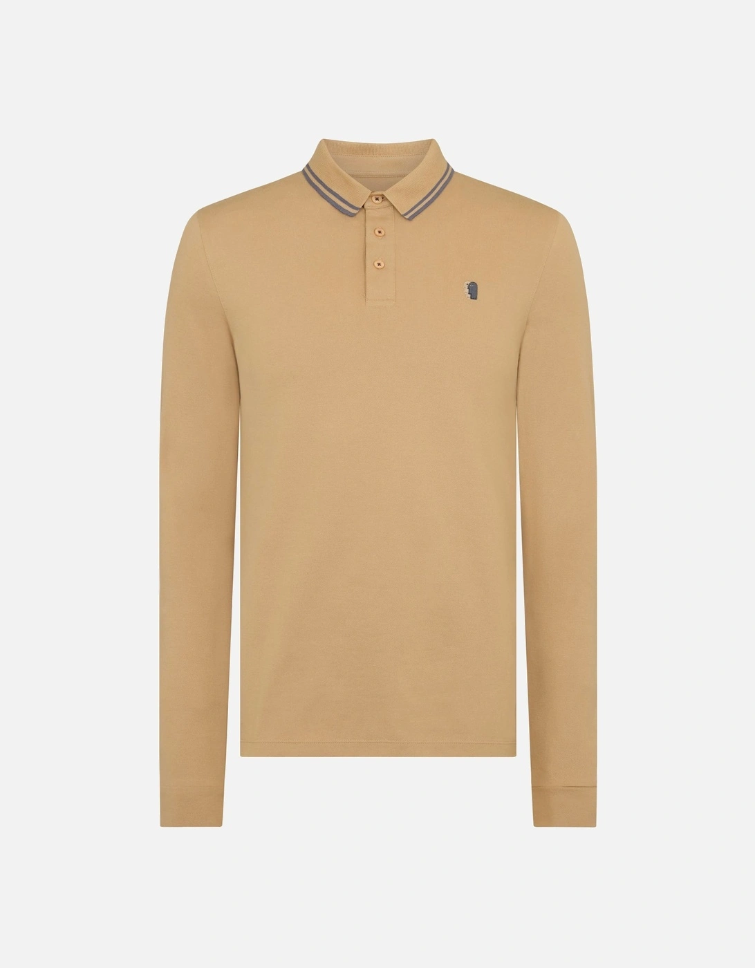 Long Sleeve Polo Shirt Tan
