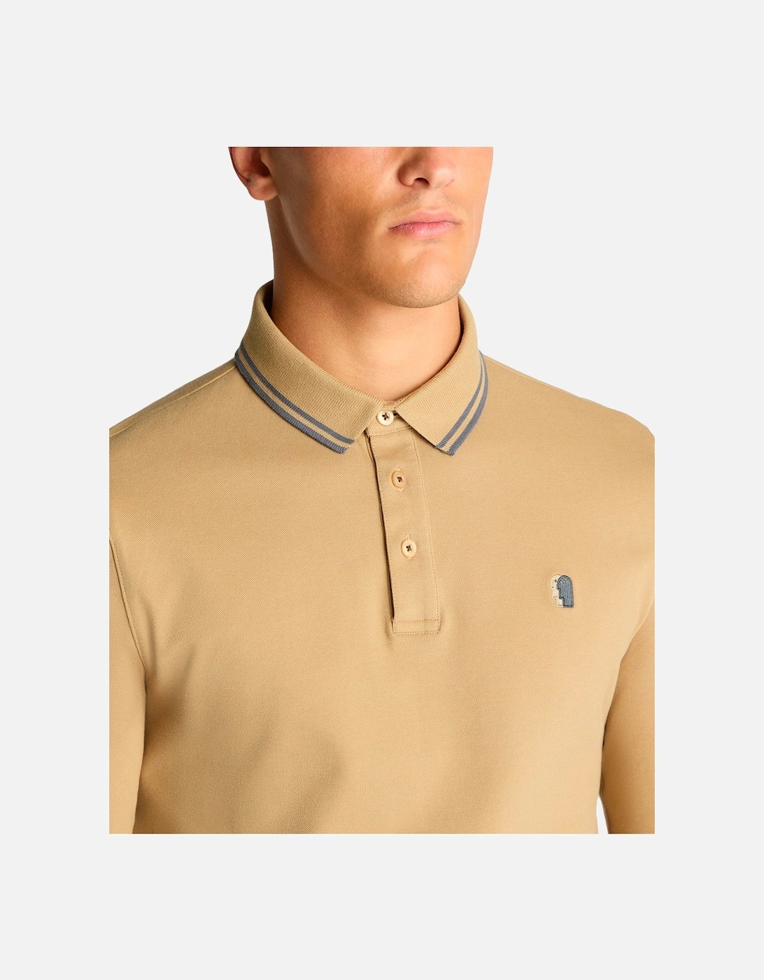 Long Sleeve Polo Shirt Tan
