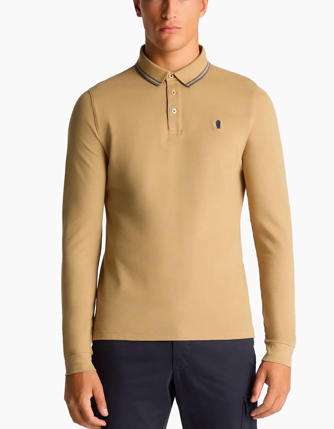 Remus Uomo Men's Remus Uomo Long Sleeve Polo Shirt Tan - Brown