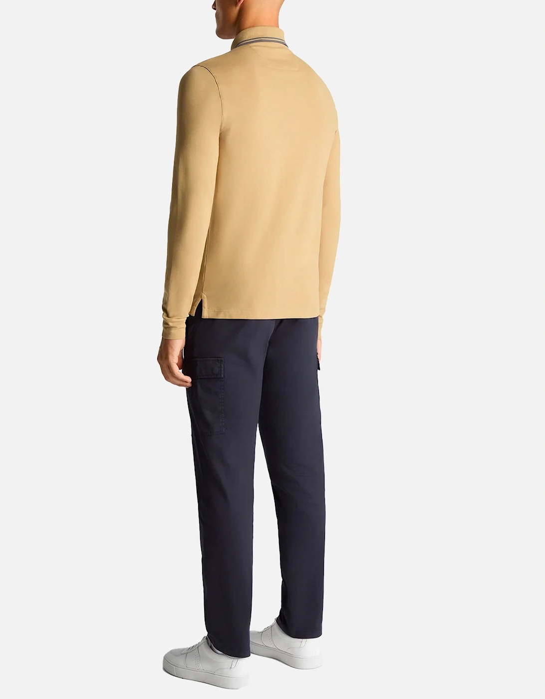 Long Sleeve Polo Shirt Tan