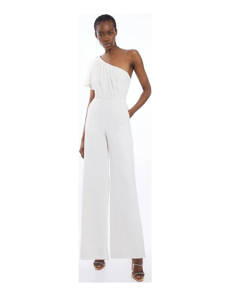 Soft Tailored One Shoulder Wide Leg Jumpsuit