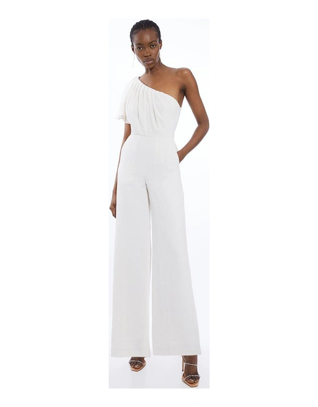 Soft Tailored One Shoulder Wide Leg Jumpsuit, 5 of 4