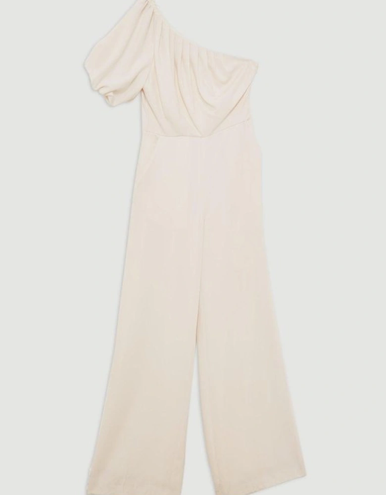 Soft Tailored One Shoulder Wide Leg Jumpsuit