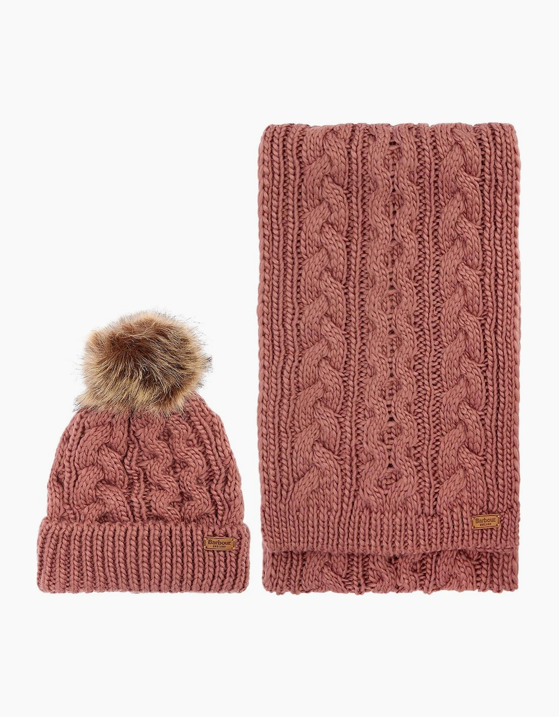 Barbour Unisex Brown Penshaw Beanie & Scarf Set - Size: One Size