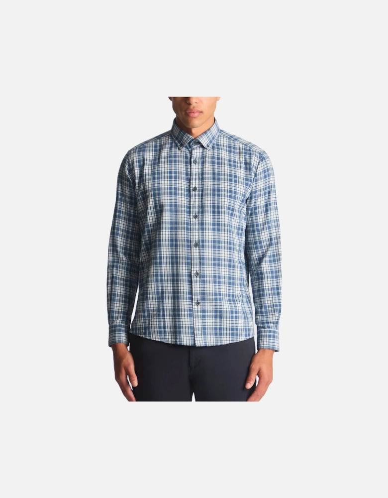 Tapered Parker Long Sleeve Check Shirt Blue