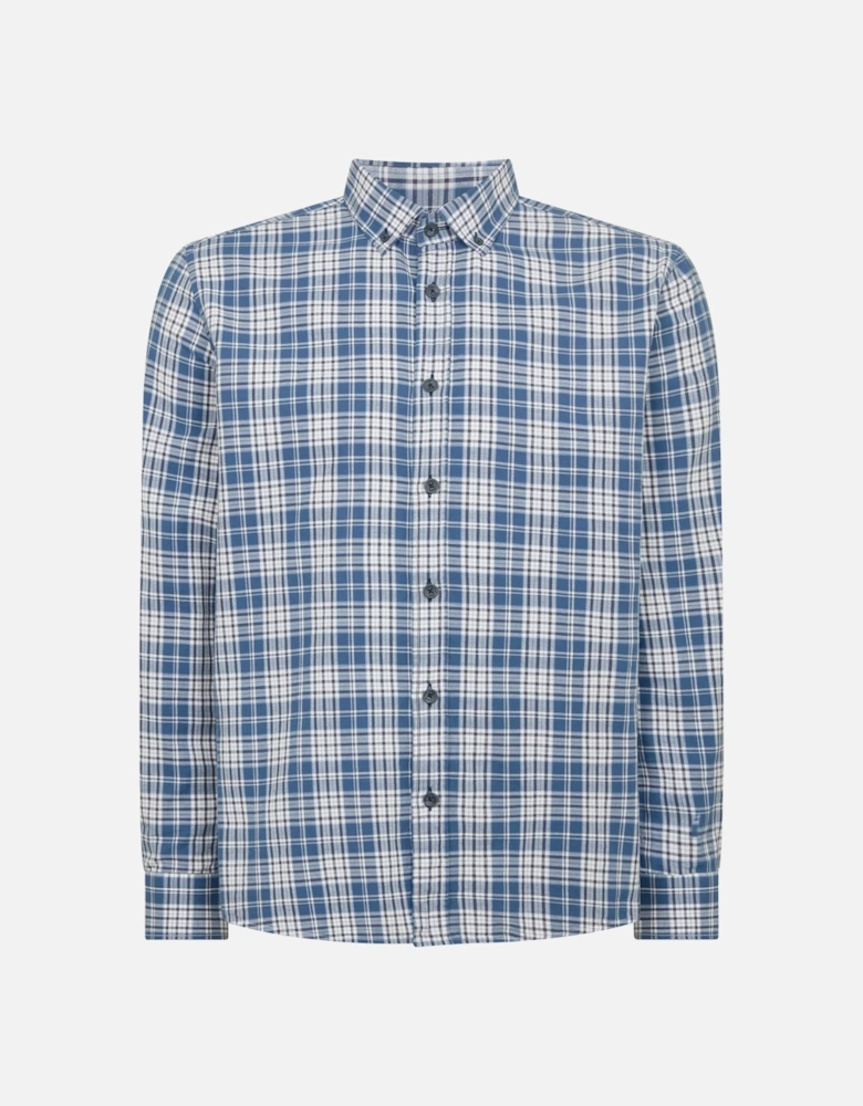 Tapered Parker Long Sleeve Check Shirt Blue