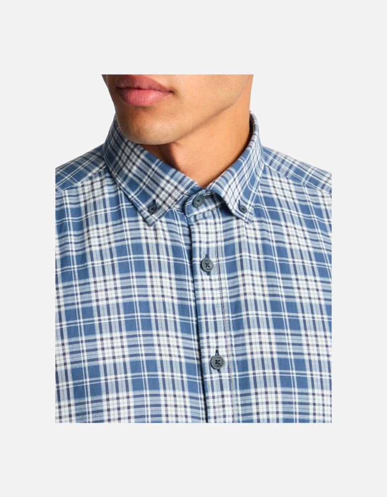 Tapered Parker Long Sleeve Check Shirt Blue