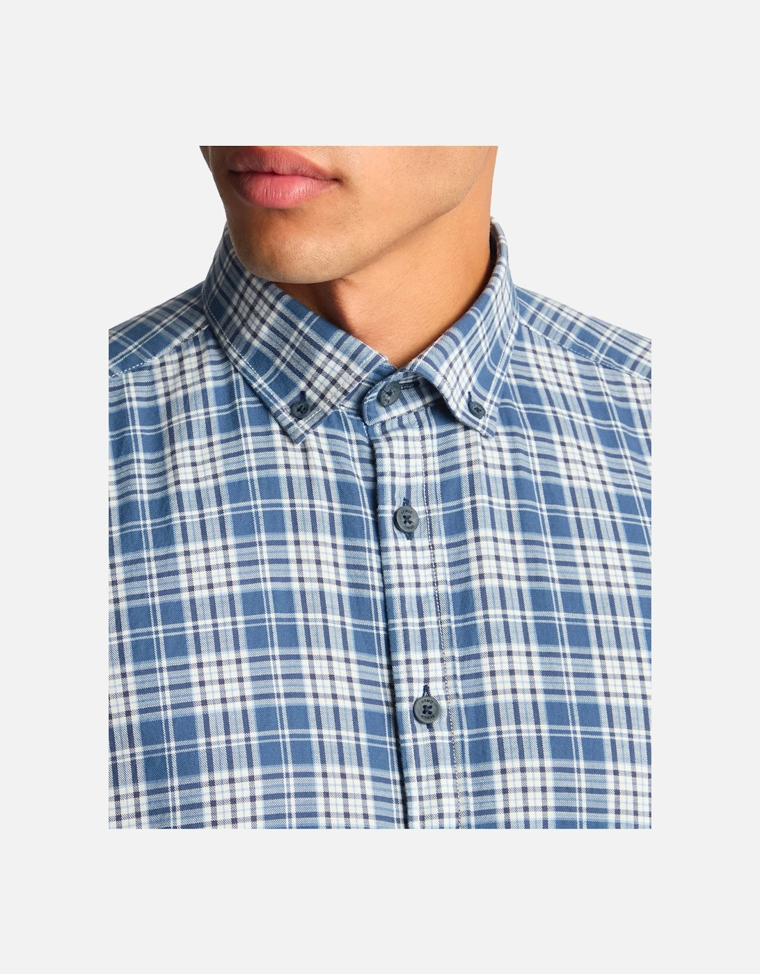 Tapered Parker Long Sleeve Check Shirt Blue