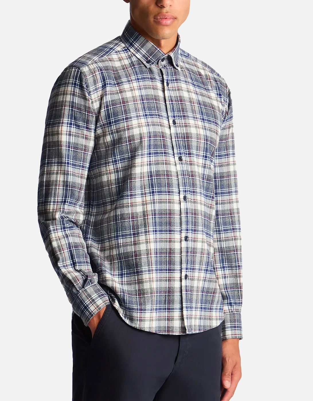 Long Sleeve Flannel Check Shirt Dark Navy / White, 5 of 4