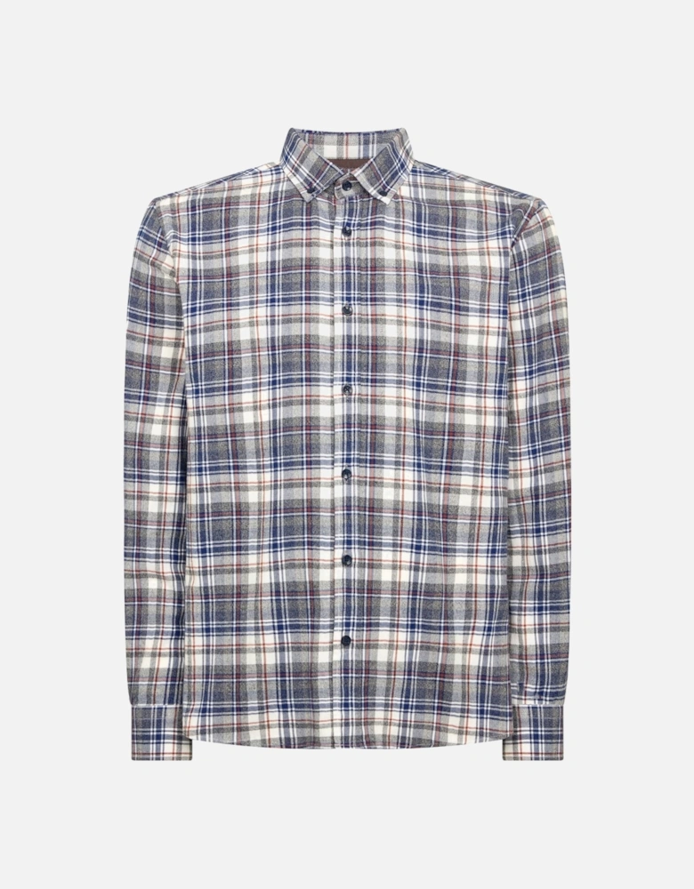 Long Sleeve Flannel Check Shirt Dark Navy / White