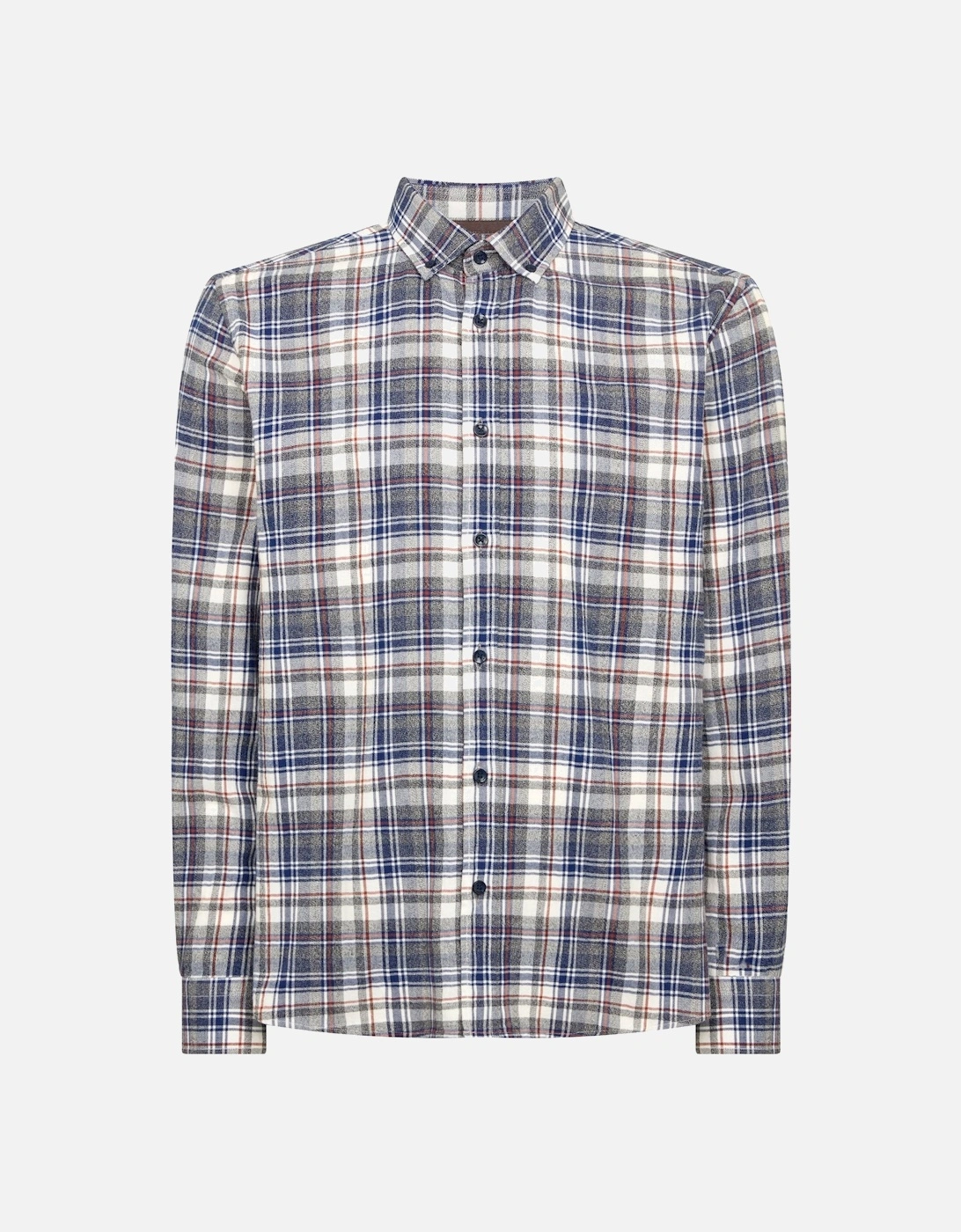Long Sleeve Flannel Check Shirt Dark Navy / White