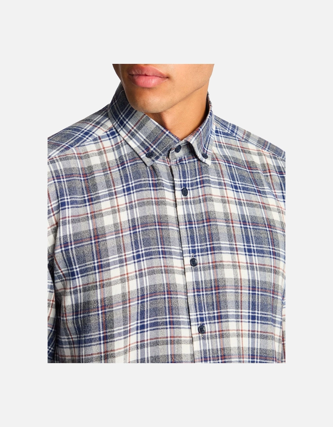 Long Sleeve Flannel Check Shirt Dark Navy / White