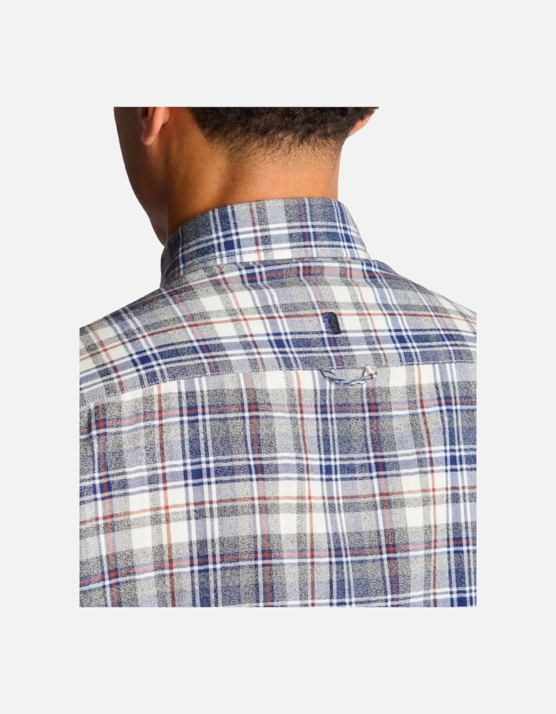 Long Sleeve Flannel Check Shirt Dark Navy / White