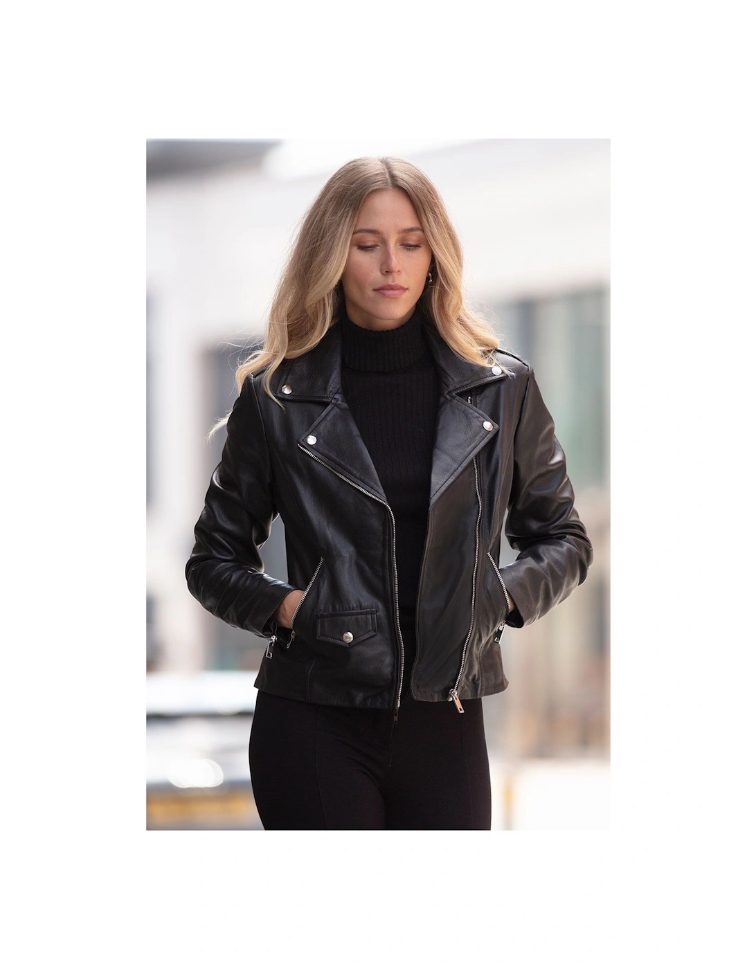 'Fia' Real Leather Biker Jacket Women Coat, 2 of 1