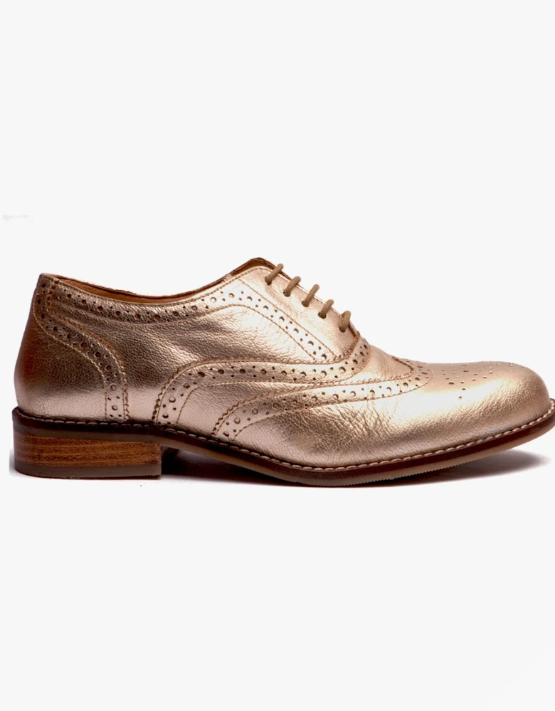 NATALIE Womens Leather Brogue Shoes Gold