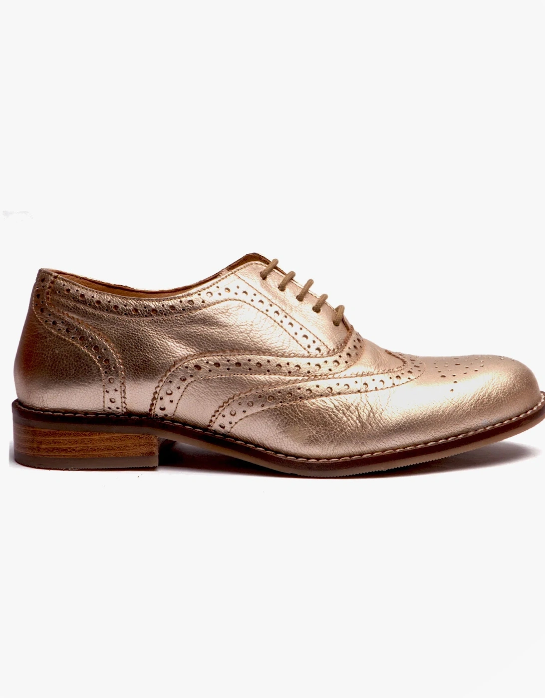 NATALIE Womens Leather Brogue Shoes Gold, 9 of 8