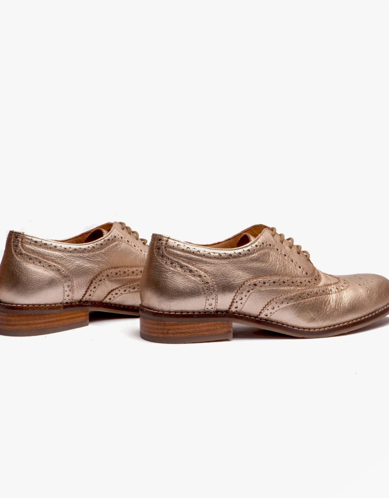 NATALIE Womens Leather Brogue Shoes Gold