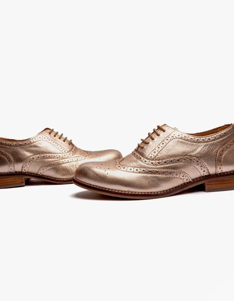 NATALIE Womens Leather Brogue Shoes Gold
