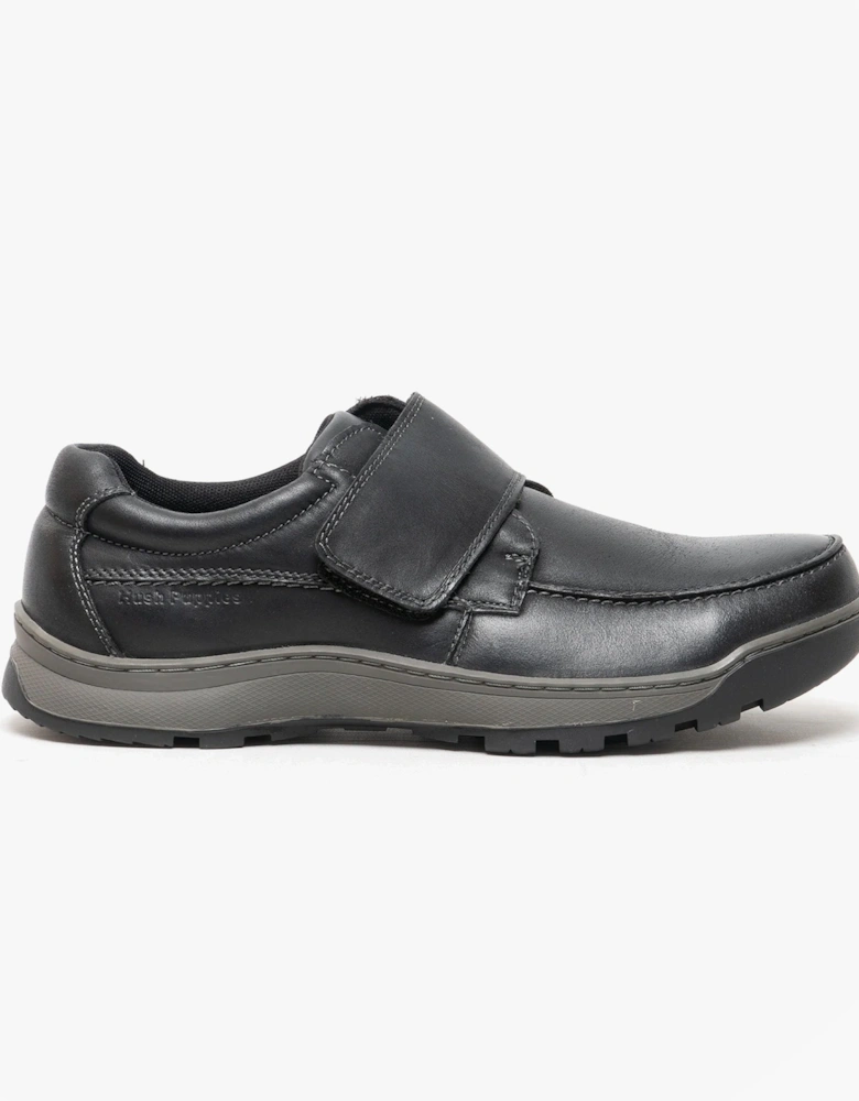 CASPER Mens Leather Touch Fasten Shoes Black
