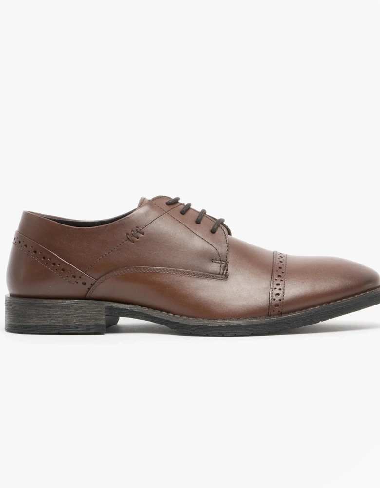 CRAIG LUGANDA Mens Leather Derby Shoes Brown