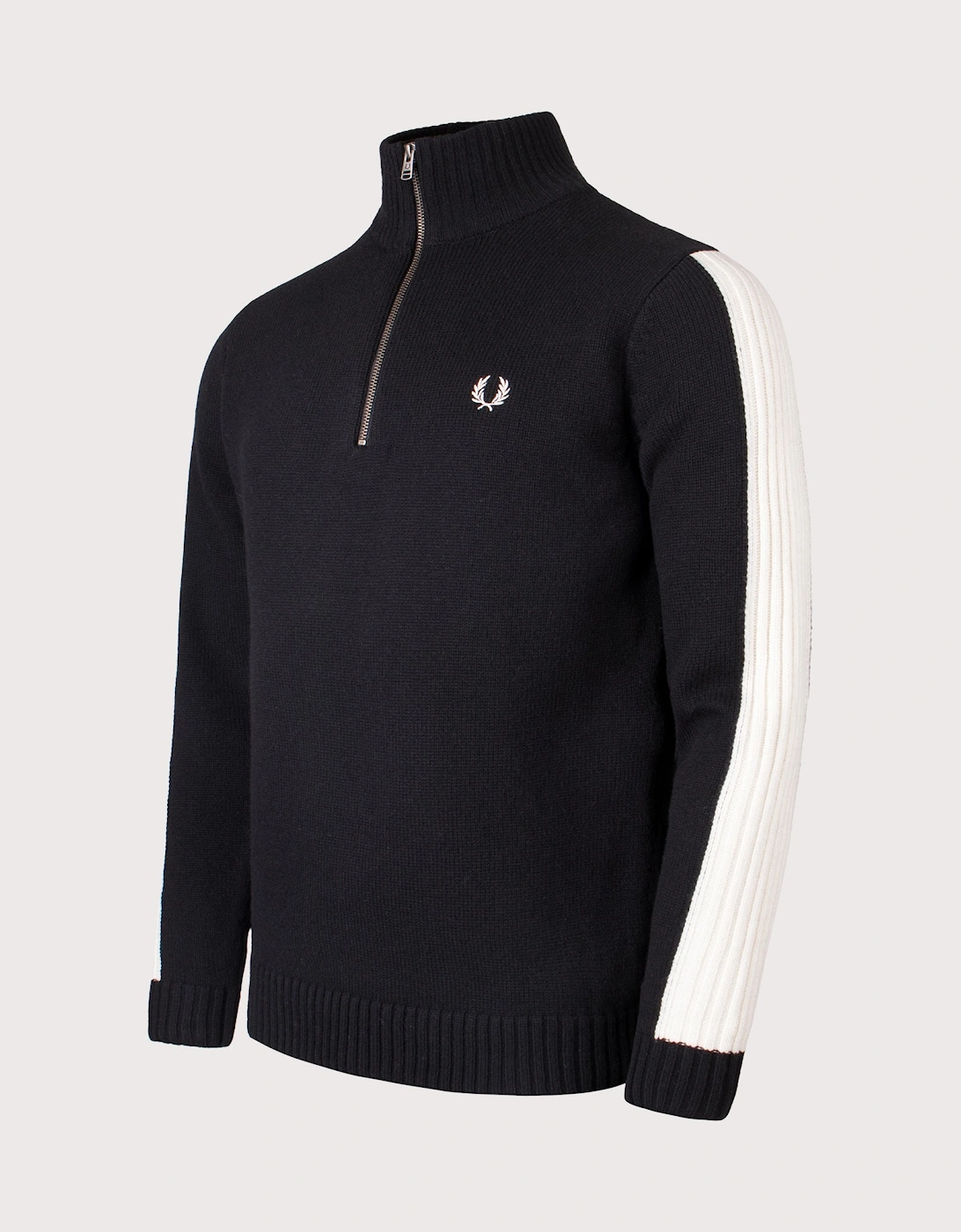 Ribbed Sleeve Quarter Zip Jumper, 5 of 4