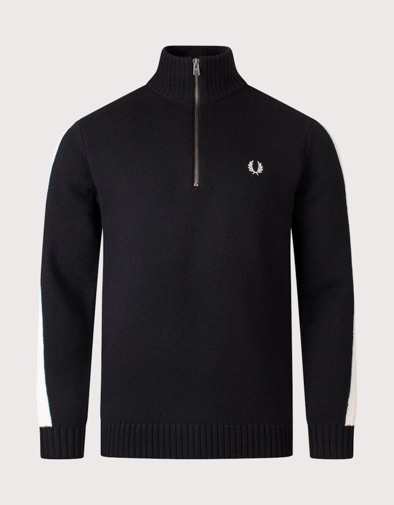 Ribbed Sleeve Quarter Zip Jumper