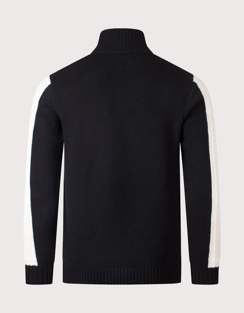 Ribbed Sleeve Quarter Zip Jumper