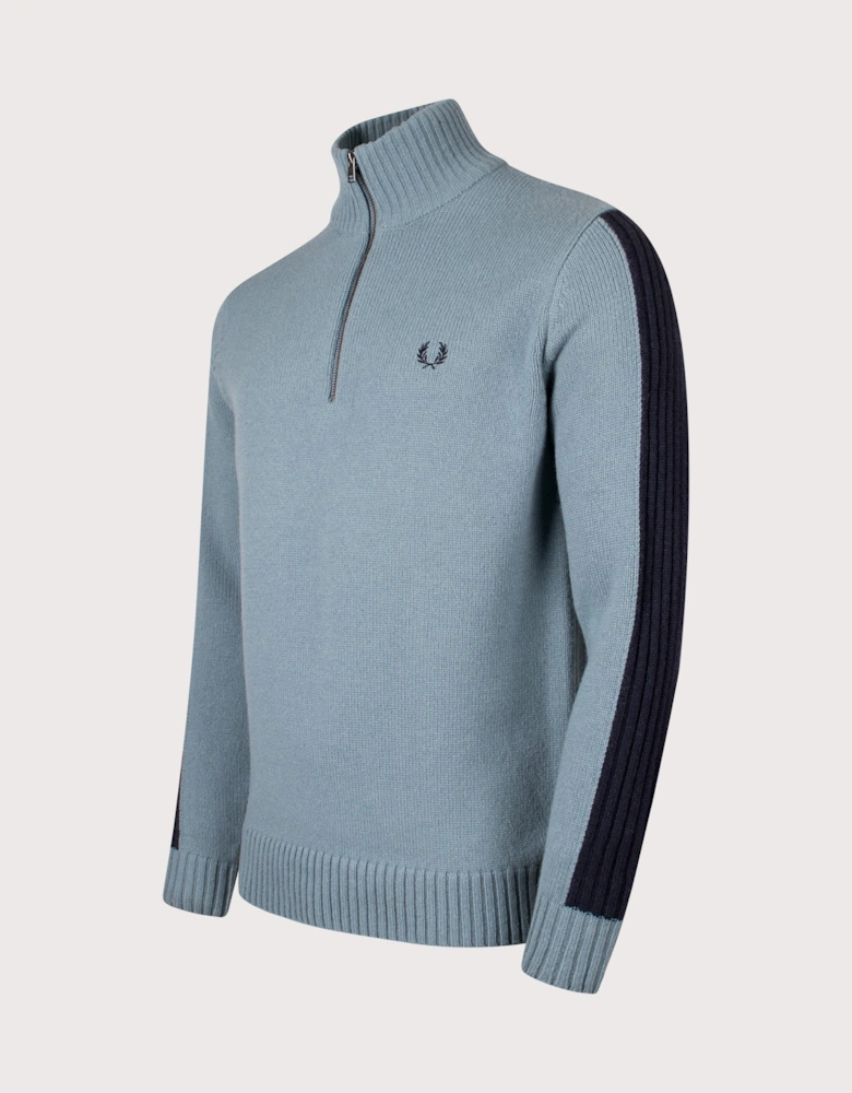 Ribbed Sleeve Quarter Zip Jumper