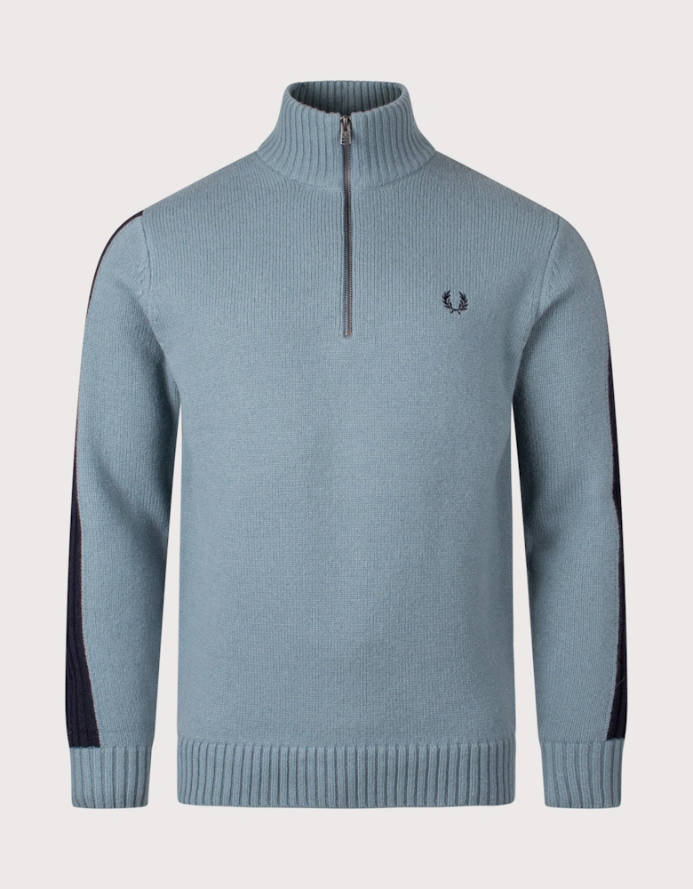 Ribbed Sleeve Quarter Zip Jumper