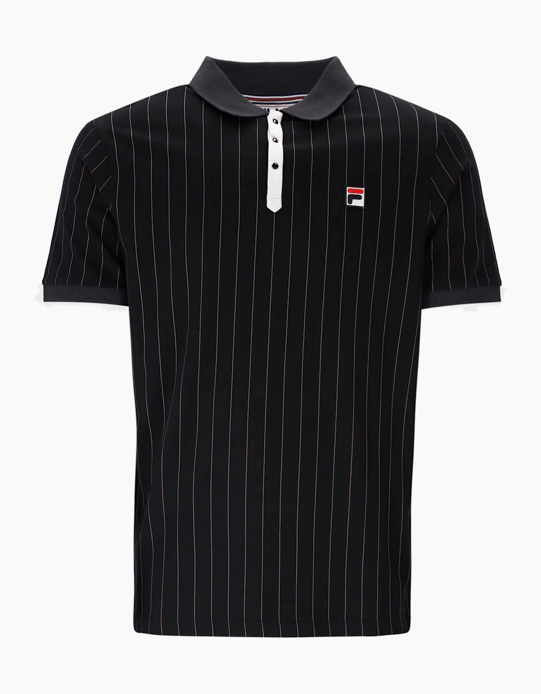 Men's Fila BB1 Classic Striped Polo Shirt Black/Gardenia/Fig/Charcoal - Size: 3XL