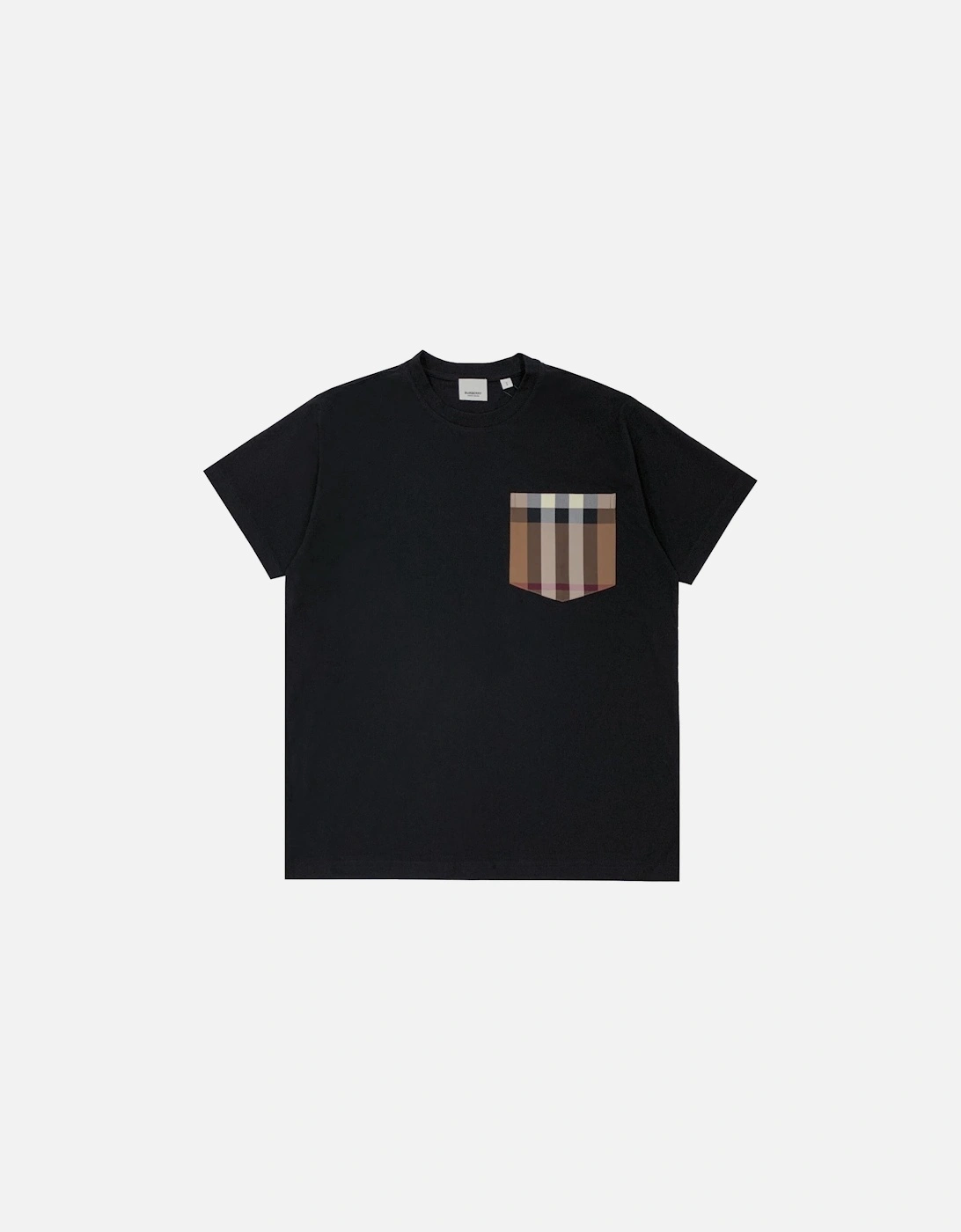 Men's Burberry Check Pocket T-Shirt in Black - Size: 34