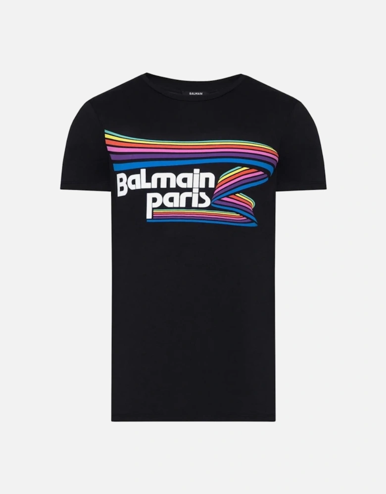 Paris Rainbow Logo T-Shirt in Black